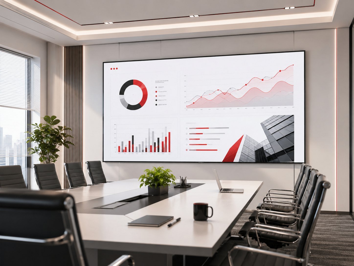 Guía de tamaño de pantalla LED para salas de reuniones