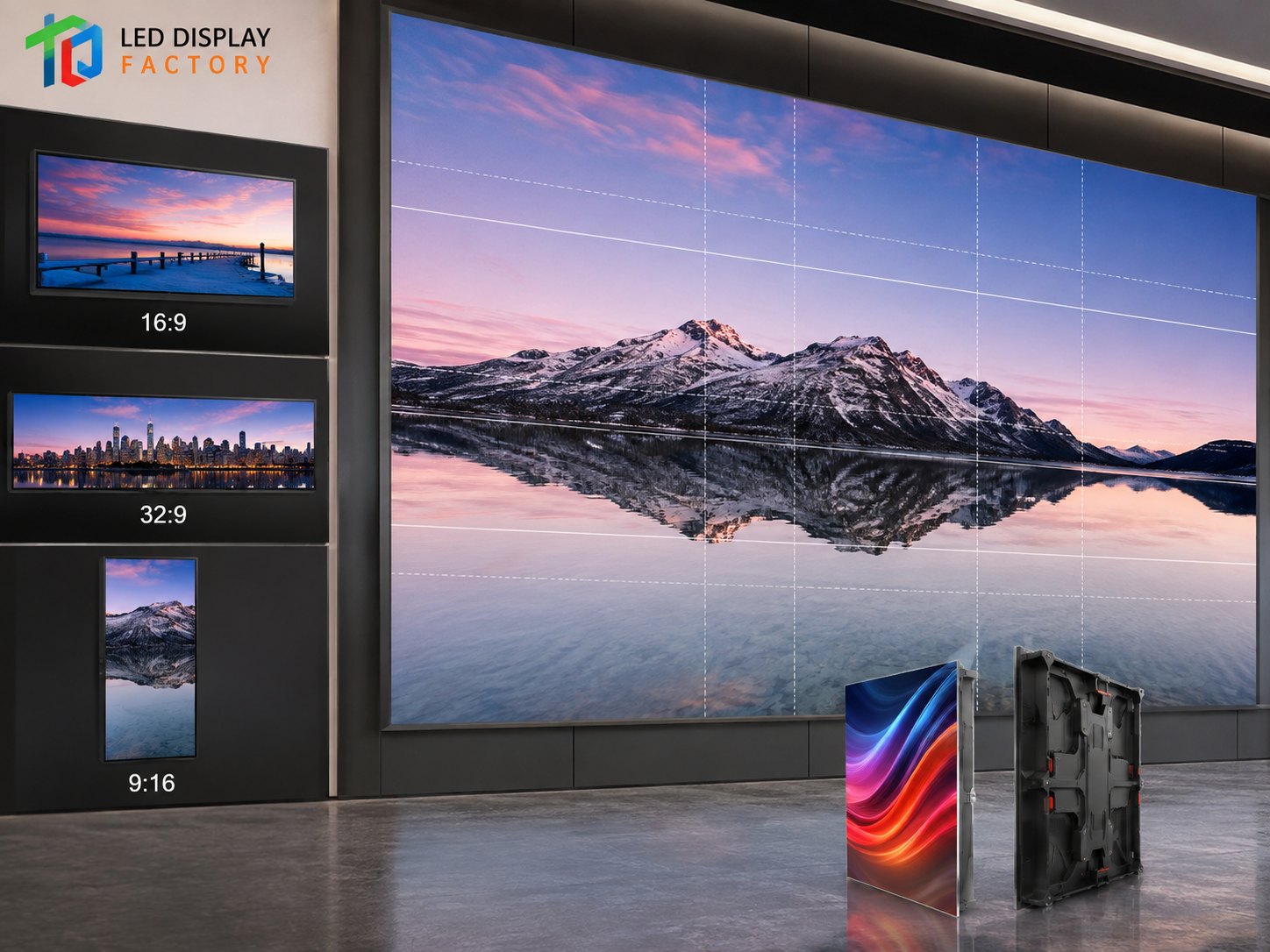 Planificación de la relación de aspecto personalizada de la pantalla LED: 16:9, ultraancha y resolución nativa de contenido
