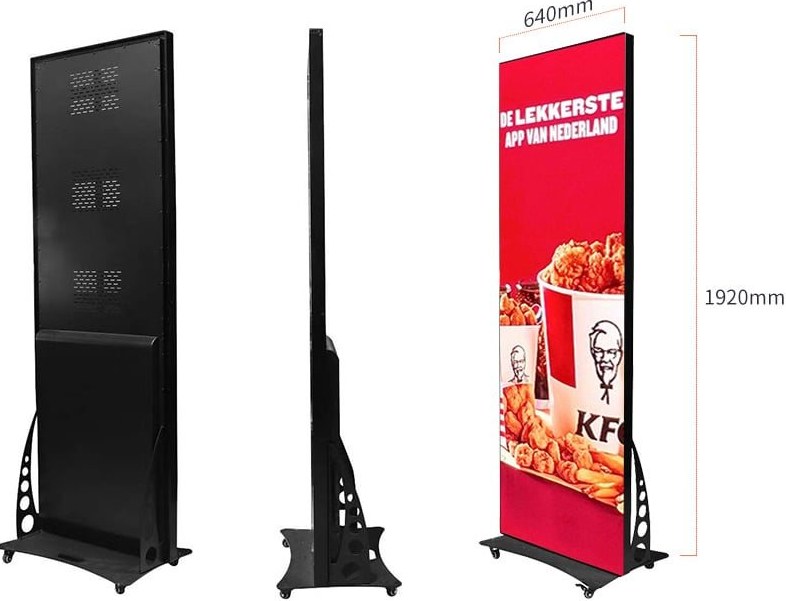 LED poster display for flexible retail and branded entrance layouts