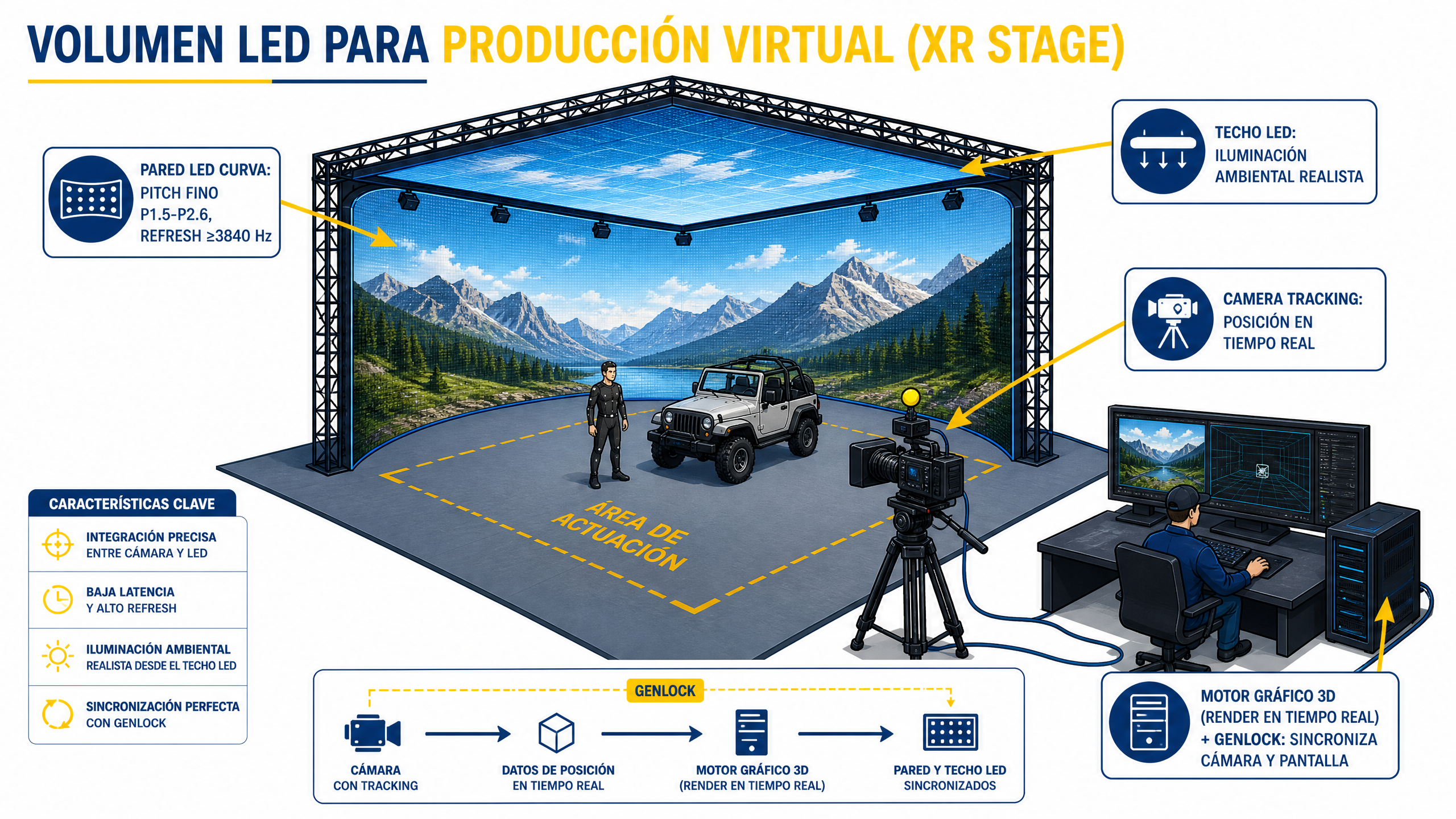 Volumen LED para Producción Virtual (XR Stage)